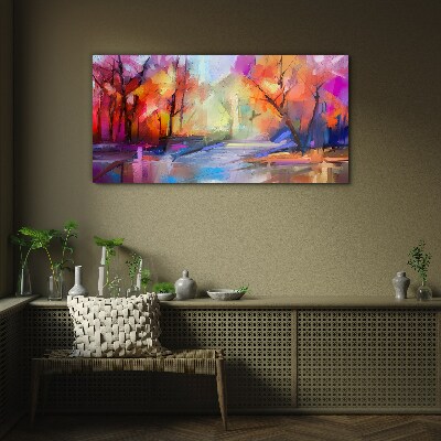 Colorful autumn landscape Glass Print