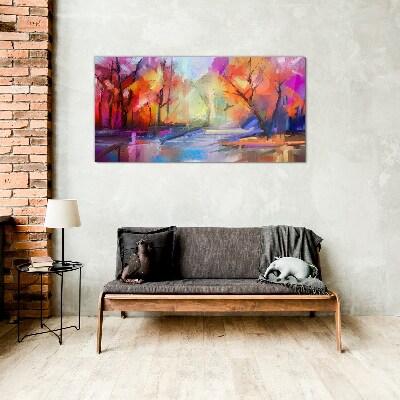 Colorful autumn landscape Glass Print