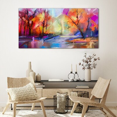 Colorful autumn landscape Glass Print