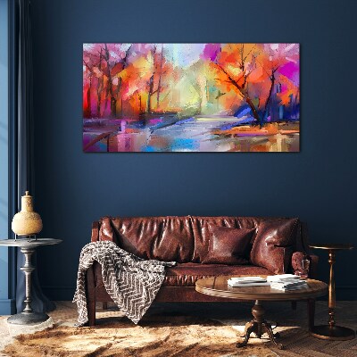 Colorful autumn landscape Glass Print