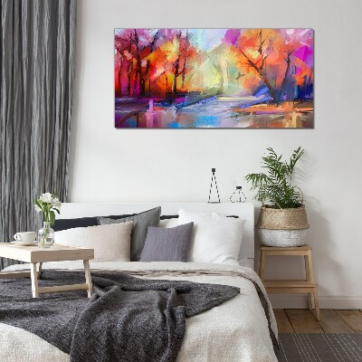 Colorful autumn landscape Glass Print
