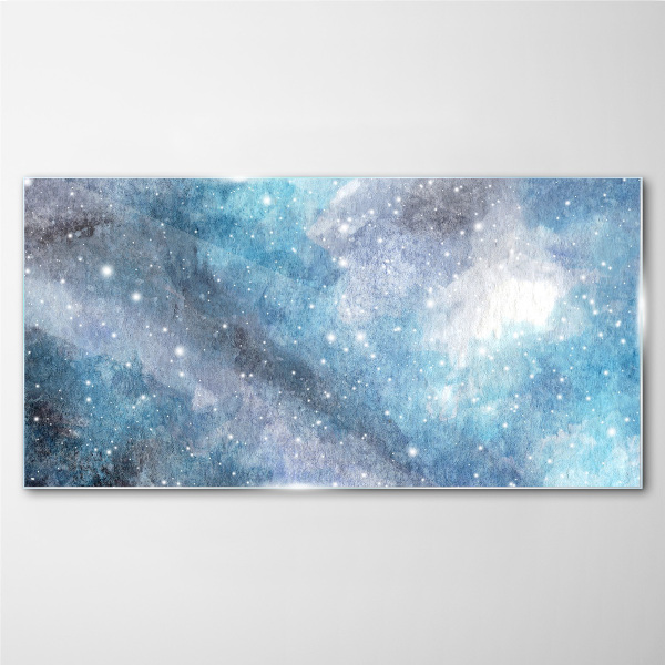 Cosmic nebula in shades of blue Glass Print