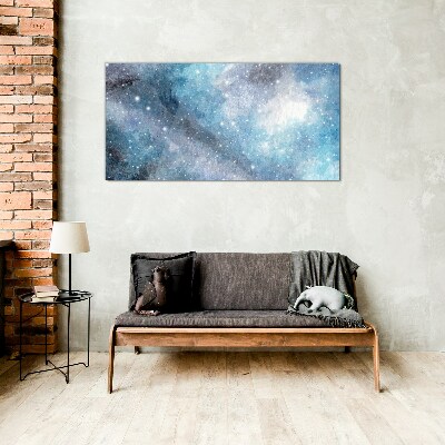 Cosmic nebula in shades of blue Glass Print