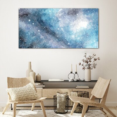 Cosmic nebula in shades of blue Glass Print