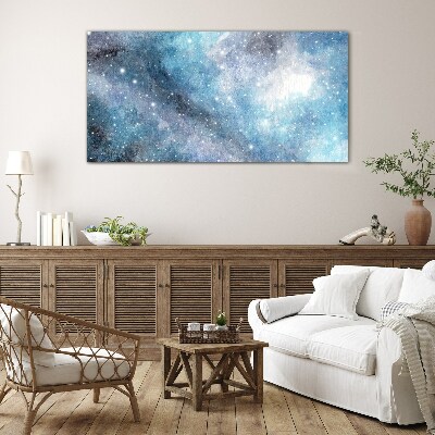 Cosmic nebula in shades of blue Glass Print