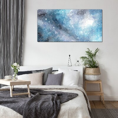 Cosmic nebula in shades of blue Glass Print