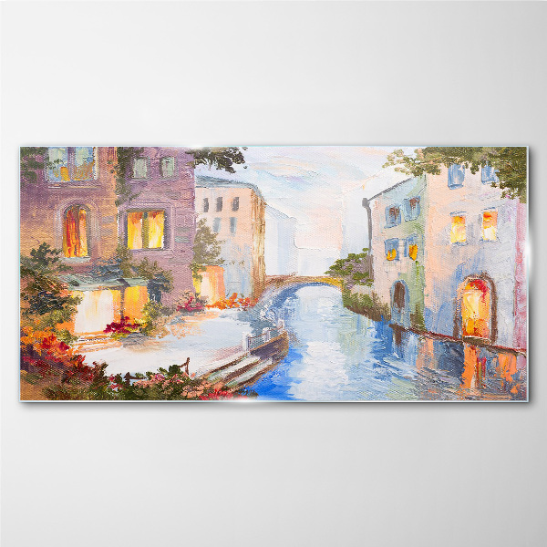 The charming canals in the city Glass Wall Art