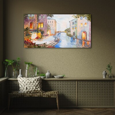 The charming canals in the city Glass Wall Art