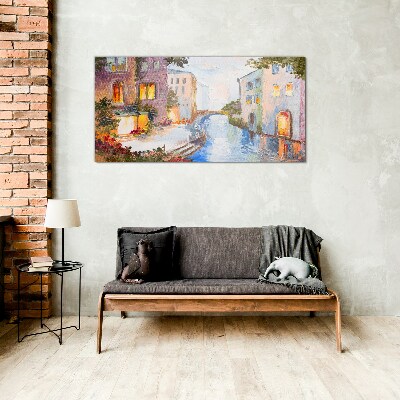 The charming canals in the city Glass Wall Art
