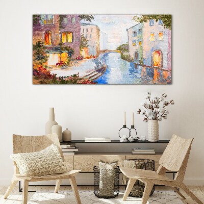 The charming canals in the city Glass Wall Art