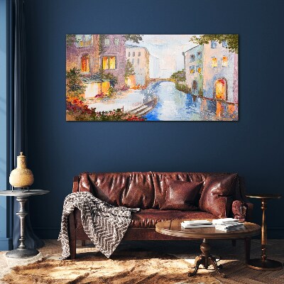 The charming canals in the city Glass Wall Art