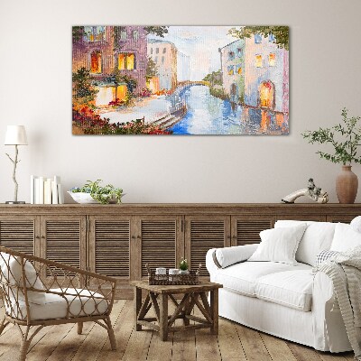 The charming canals in the city Glass Wall Art