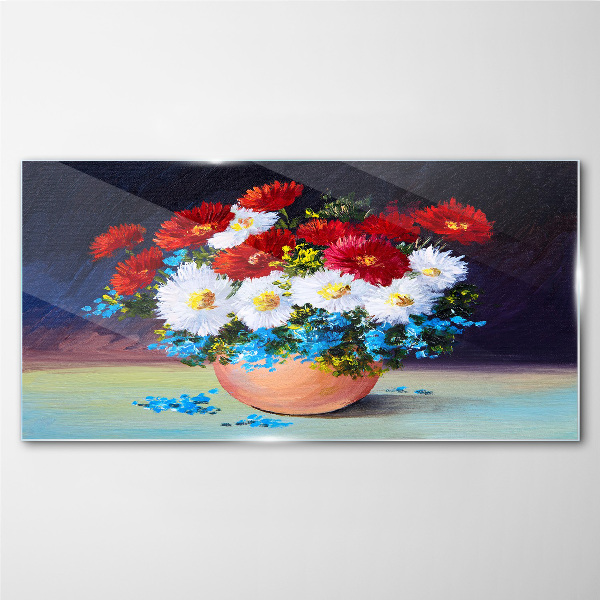 Flower bouquet in a vase Glass Wall Art