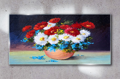 Flower bouquet in a vase Glass Wall Art