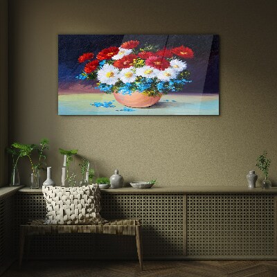 Flower bouquet in a vase Glass Wall Art