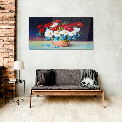 Flower bouquet in a vase Glass Wall Art