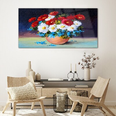 Flower bouquet in a vase Glass Wall Art