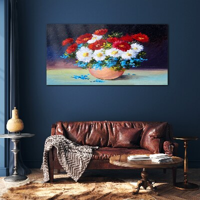Flower bouquet in a vase Glass Wall Art
