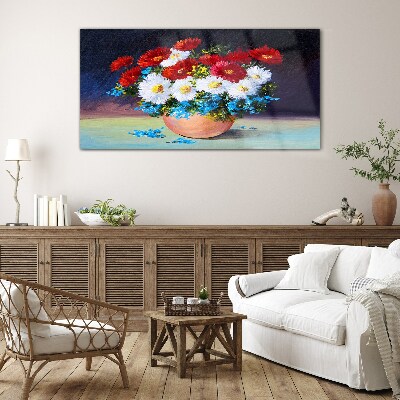 Flower bouquet in a vase Glass Wall Art