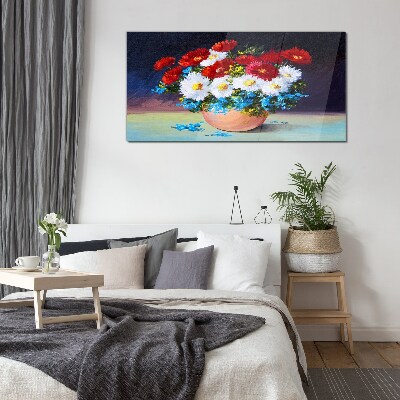 Modern flowers plants Glass Wall Art