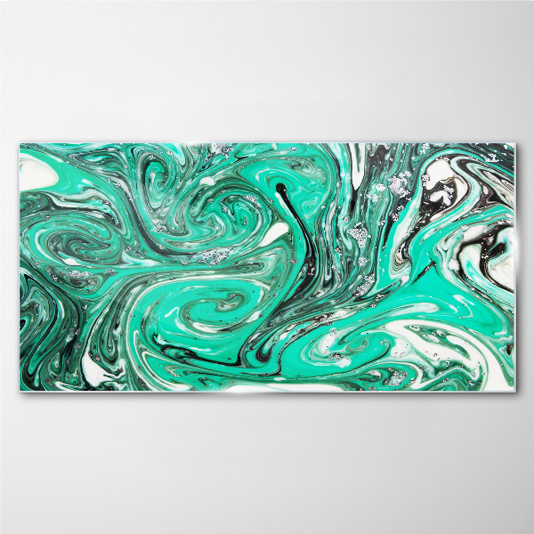 Turquoise swirls of abstraction Glass Print
