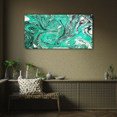 Turquoise swirls of abstraction Glass Print