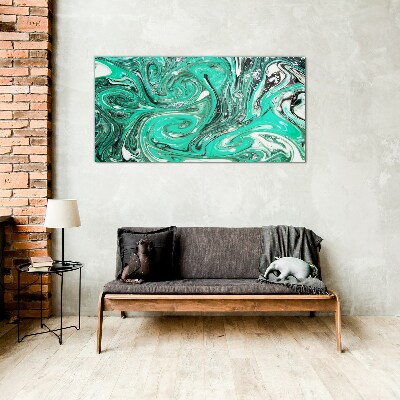 Turquoise swirls of abstraction Glass Print