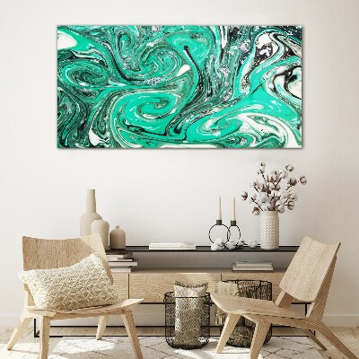 Turquoise swirls of abstraction Glass Print