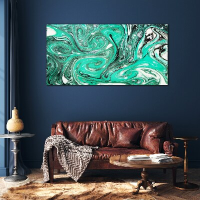 Turquoise swirls of abstraction Glass Print