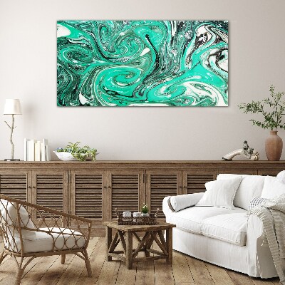 Turquoise swirls of abstraction Glass Print