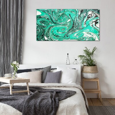 Turquoise swirls of abstraction Glass Print
