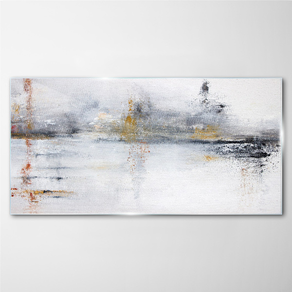 Abstract landscape in shades of gray Glass Print