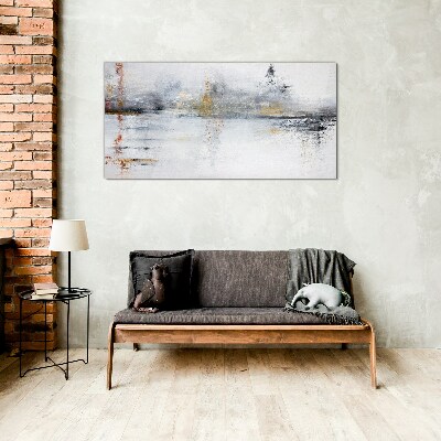 Abstract landscape in shades of gray Glass Print