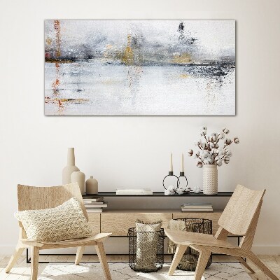 Abstract landscape in shades of gray Glass Print