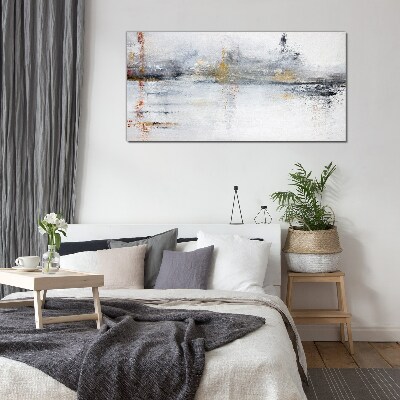 Abstract landscape in shades of gray Glass Print