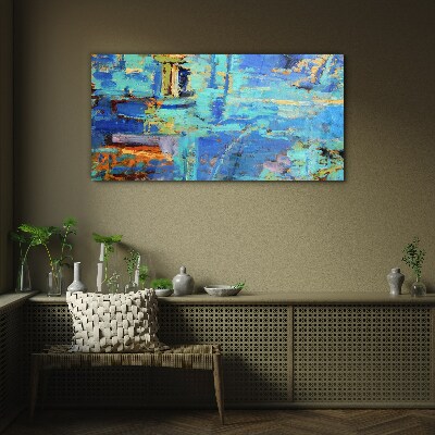 Abstract composition in blue tones Glass Print