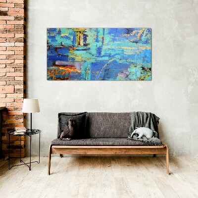 Abstract composition in blue tones Glass Print