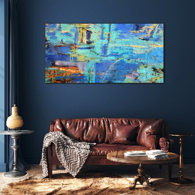 Abstract composition in blue tones Glass Print