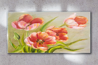 Spring tulips in pastel shades Glass Wall Art