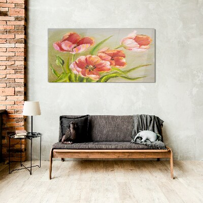 Spring tulips in pastel shades Glass Wall Art