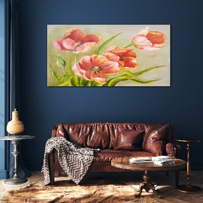 Spring tulips in pastel shades Glass Wall Art