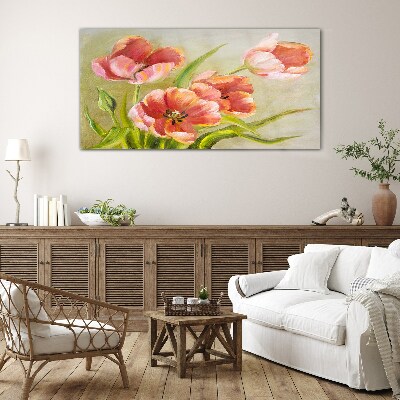 Spring tulips in pastel shades Glass Wall Art
