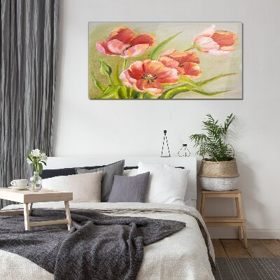 Flowers plants leaves Glass Wall Art