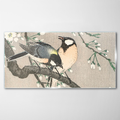 Birds on a branch Glass Wall Art