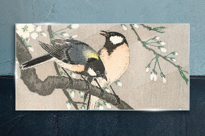 Birds on a branch Glass Wall Art