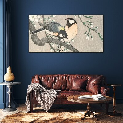 Birds on a branch Glass Wall Art