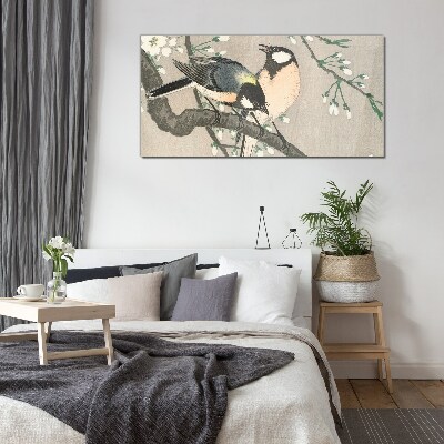 Birds on a branch Glass Wall Art