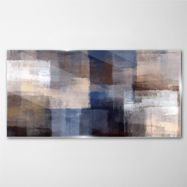 Abstract mosaic in shades of blue Glass Wall Art
