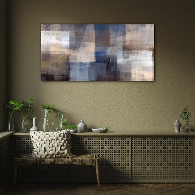 Abstract mosaic in shades of blue Glass Wall Art