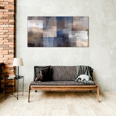Abstract mosaic in shades of blue Glass Wall Art